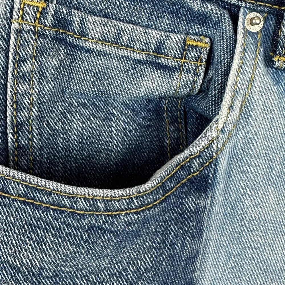 PacSun high-rise straight leg jeans size 30 two tone butterfly distressed hem - Picture 5 of 14